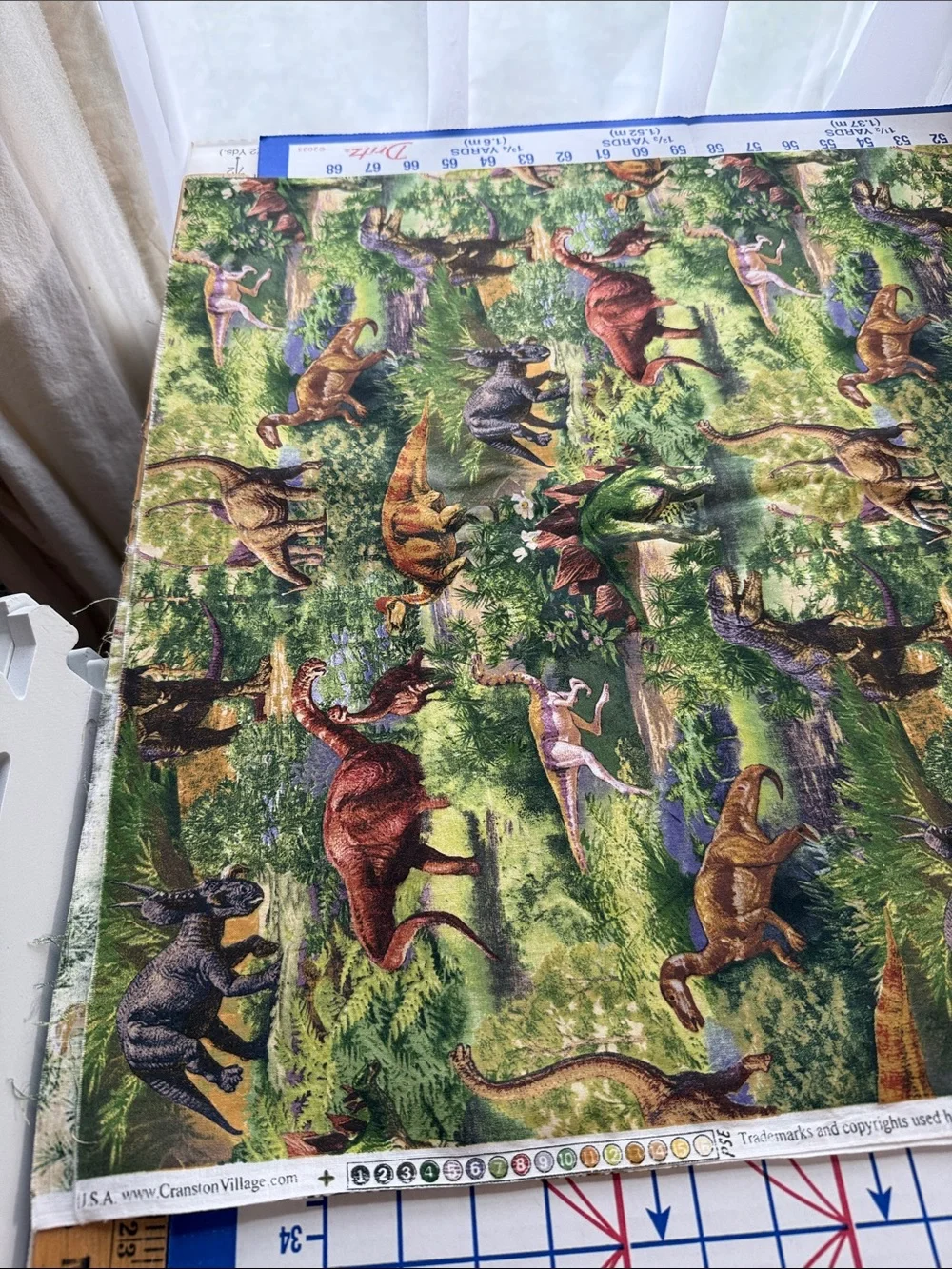 Vintage VIP Cranston Dinosaur Fabric 2¾ Yards Medium Weight Cotton Decor